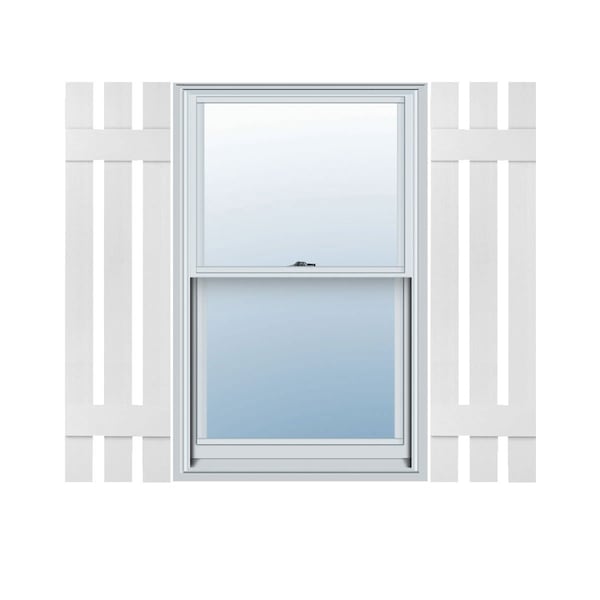 Ekena Millwork 12-in. W x 39-in. H Mid-America Vinyl, Standard Size Three Board Spaced Shutters, 117, Bright White, PR 00031239117 - main